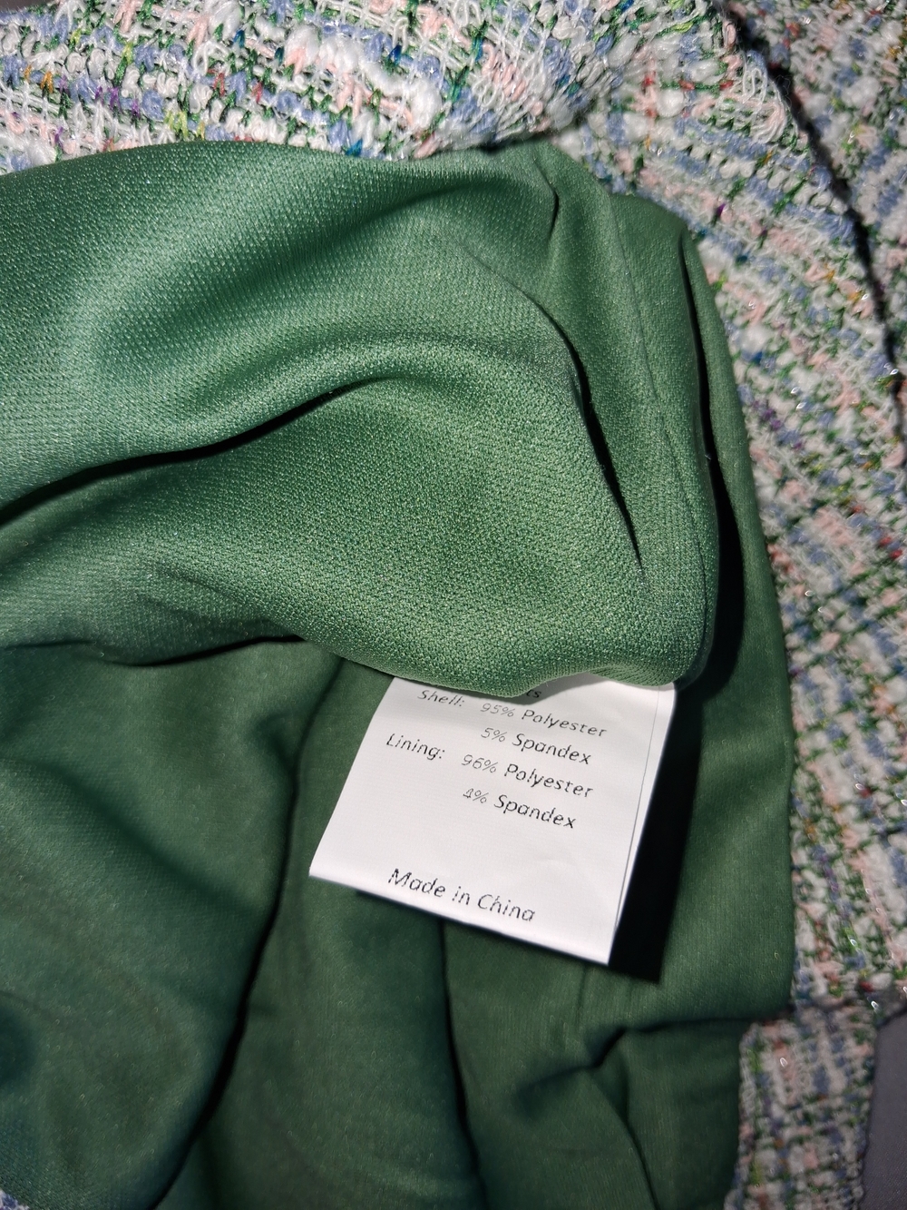 Classic Green Tweed Women's Jacket And Skirt Set - Elegant Office Wear - Picture 6 of 9